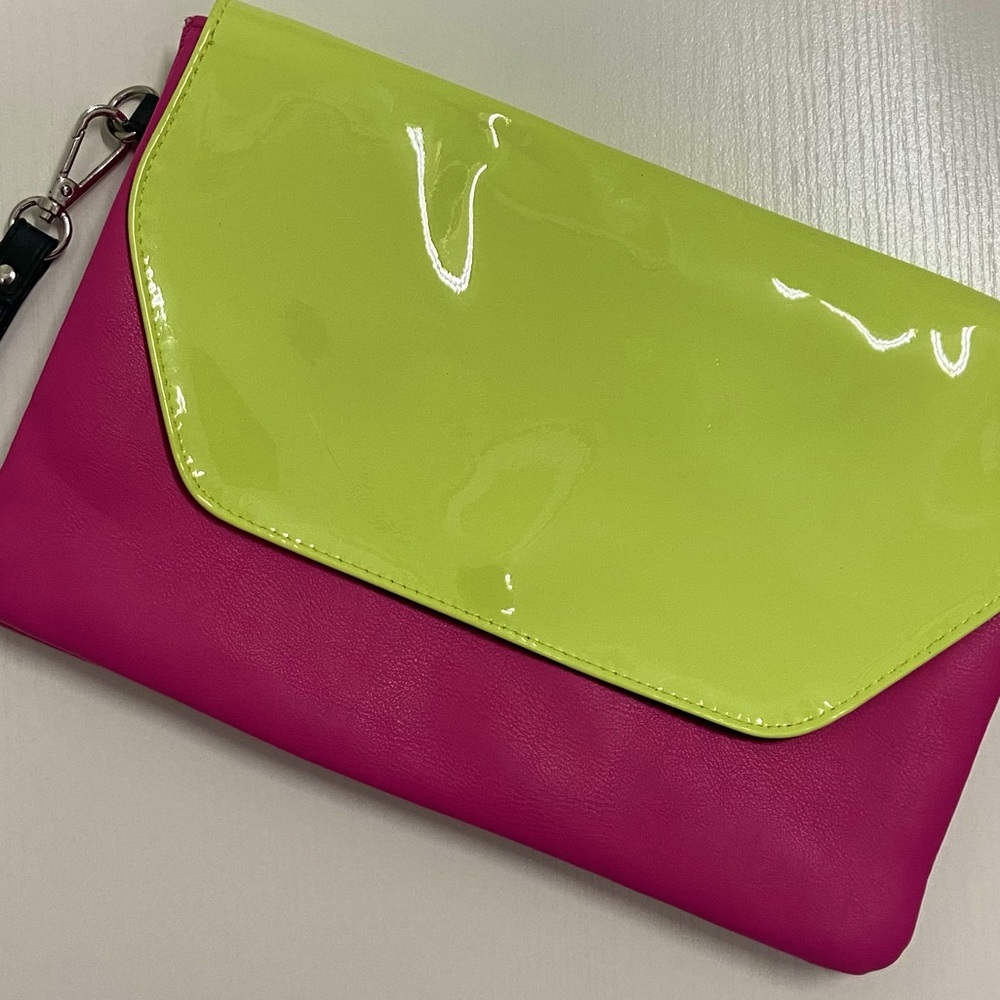 Bright 90’s Neon Color Block Envelope Clutch